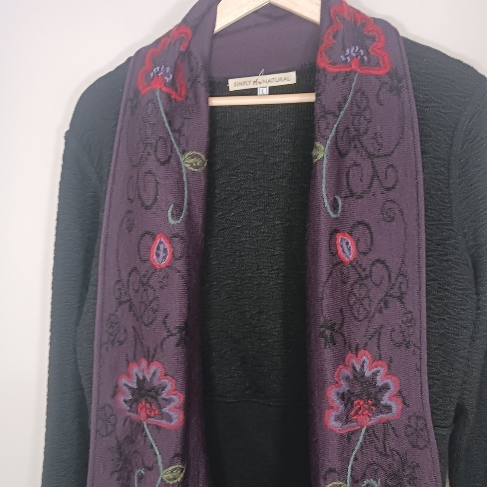 Simply Natural Alpaca Blend Embroidered Cardigan Women's L Asymmetrical Peru - Picture 7 of 8